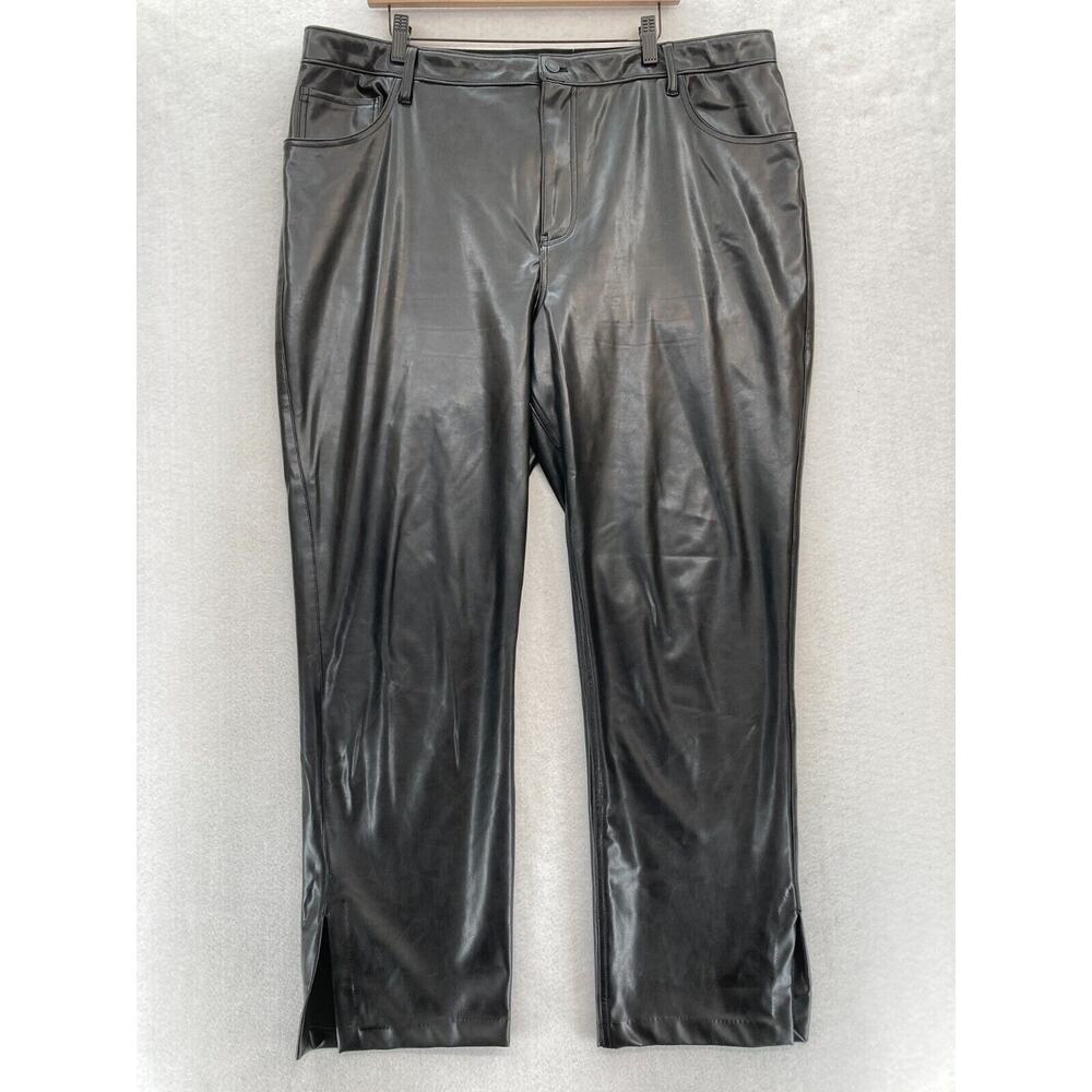 Abercrombie & Fitch Faux Leather Pants Women's 35/20 90s Straight‎ Black Vegan